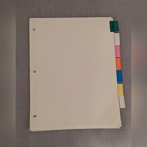 3-Ring Binder Dividers  with Coloured Tabs